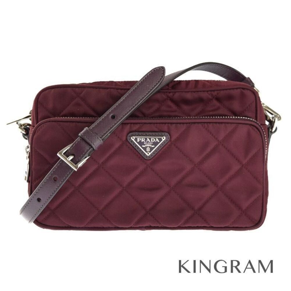 Prada Tessuto Quilted Shoulder Bag Wine Red
